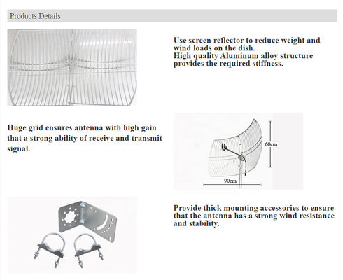 Vertical Polarization 5G Directional Parabolic Grid Antenna with L-bracket Mounting Type